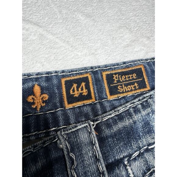 Rock Revival Pierre Distressed Denim Shorts Size 44 Men’s Y2K Revival Grunge - Picture 7 of 12